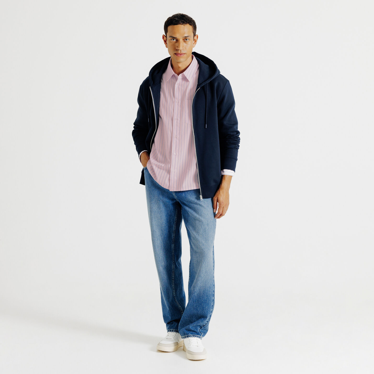 Chemise boxy en coton ray&eacute;e