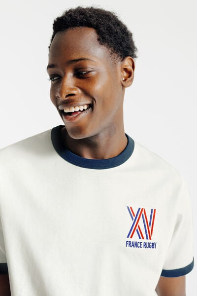 Tee shirt brod&eacute; poitrine licence France Rugby