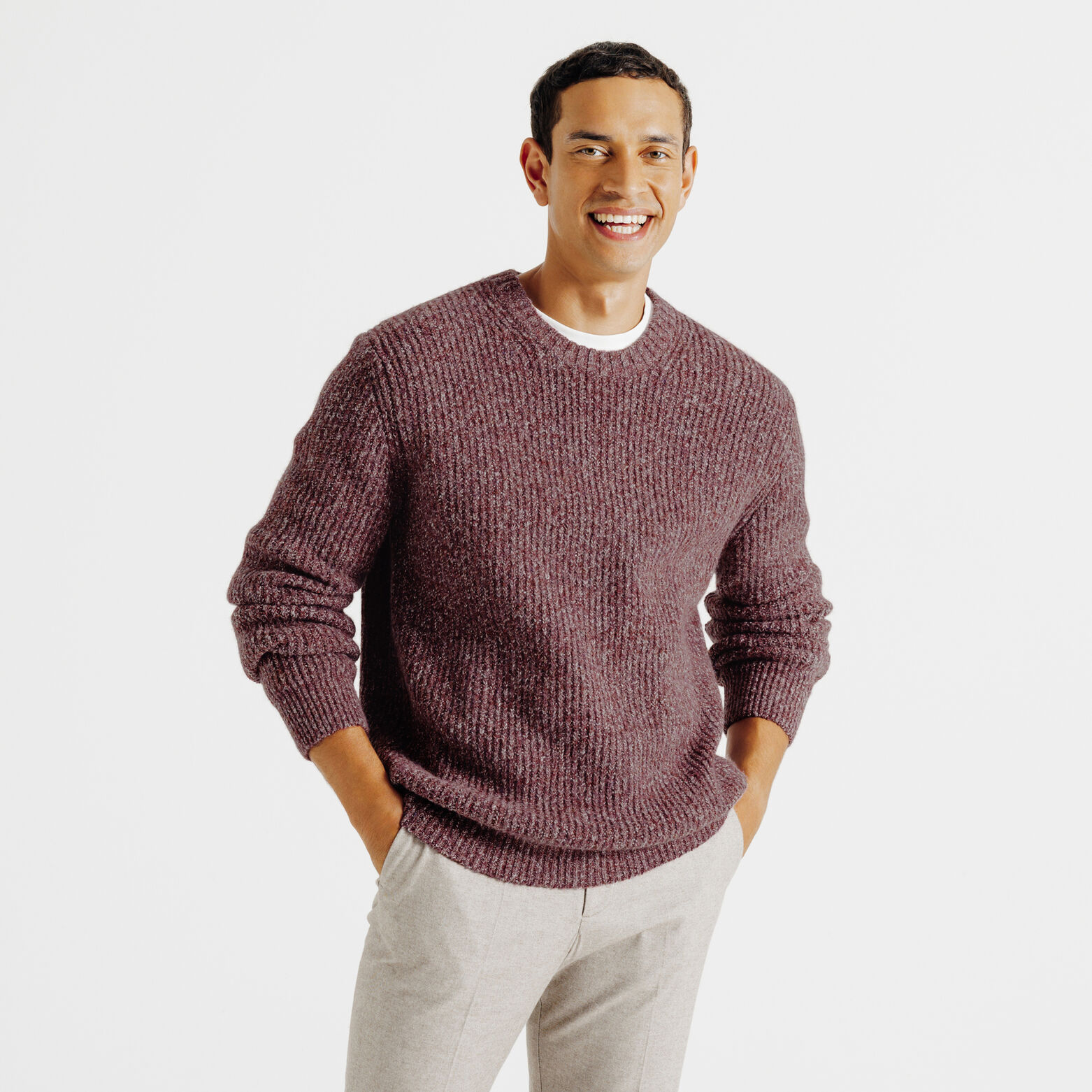 Trui ronde hals in tweed