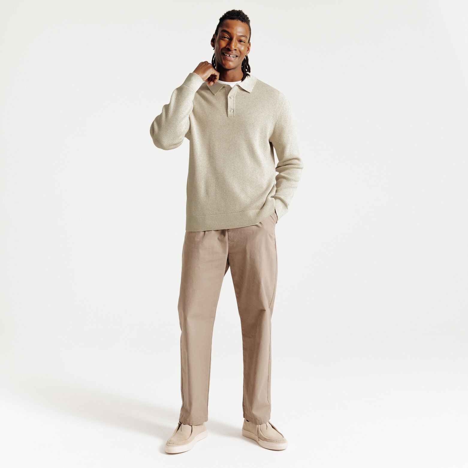 Polo en maille col boutonn&eacute; fantaisie