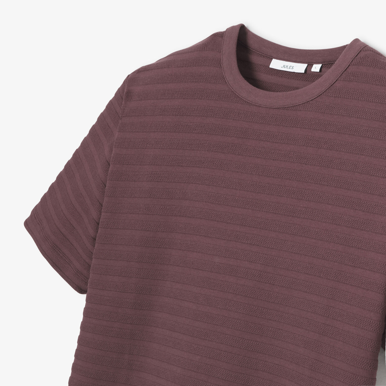 T-shirt met ronde hals in reli&euml;fstof