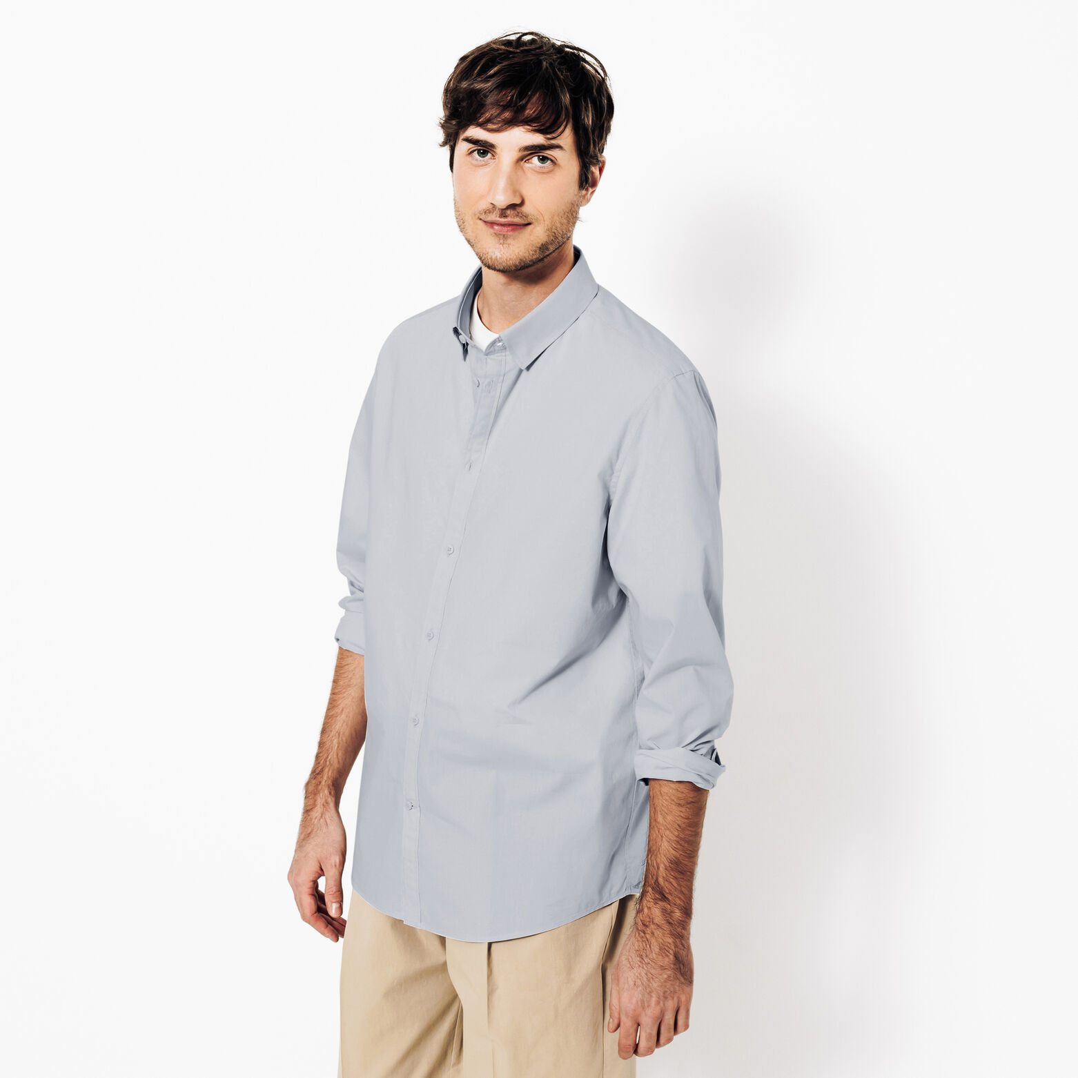 Hemd in katoen met semi Italiaanse kraag