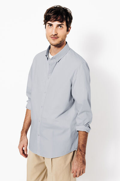 Hemd in katoen met semi Italiaanse kraag