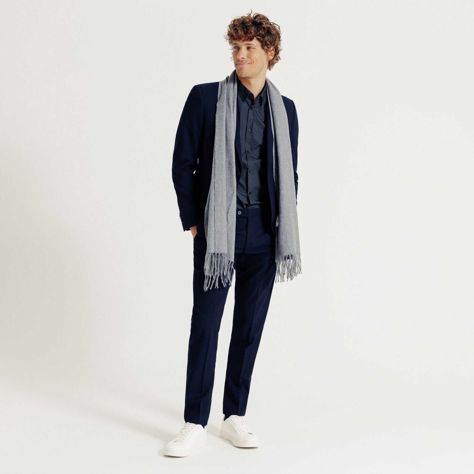 Slim fit hemd in katoen met geometrische print