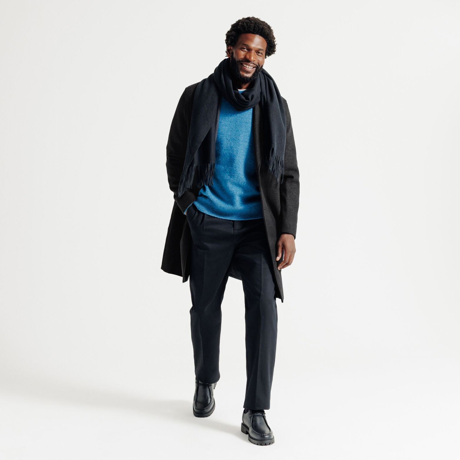 Manteau hiver long col tailleur