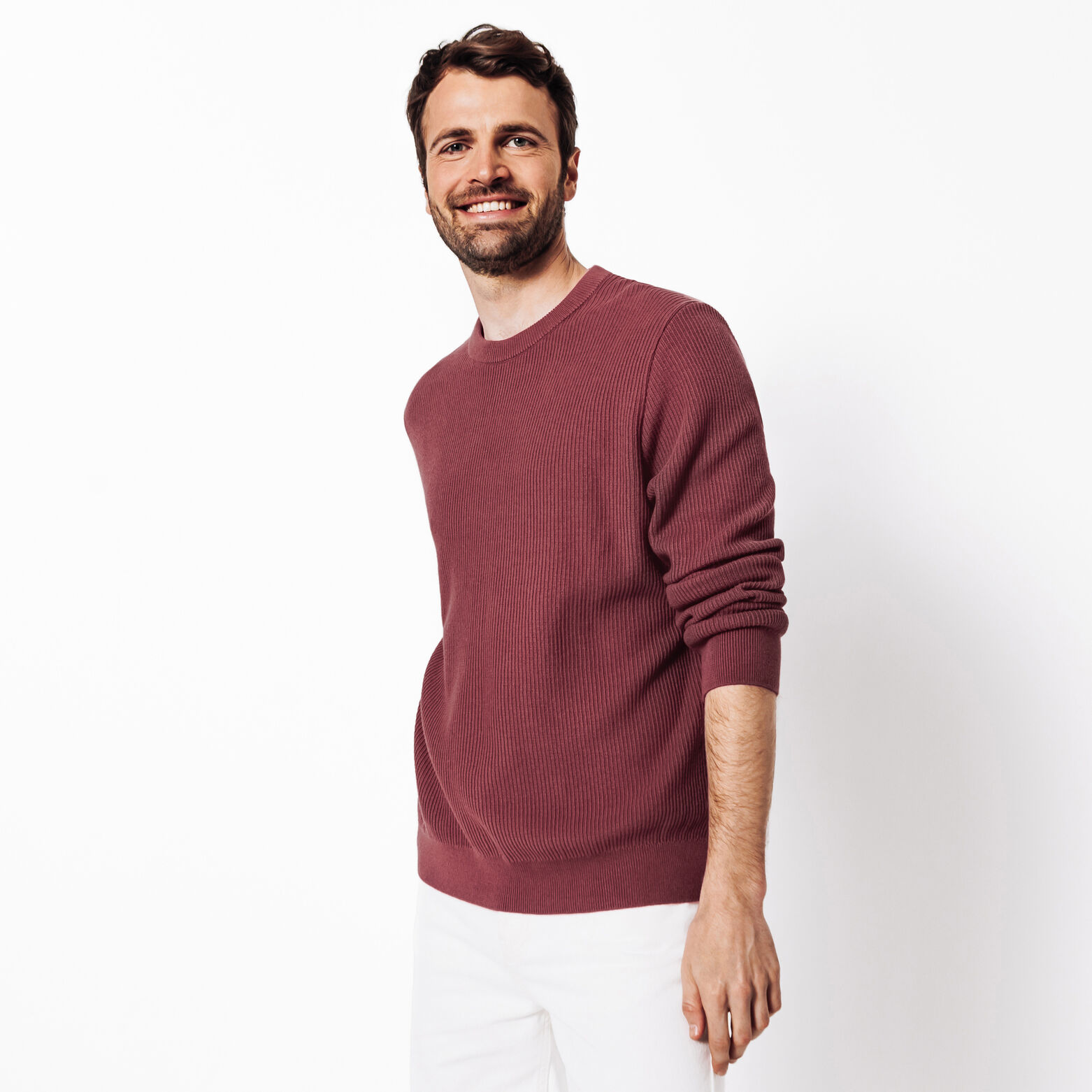 Pull col rond c&ocirc;te fantaisie