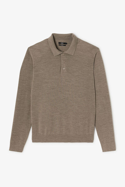 Polo en maille col boutonn&eacute; m&eacute;rinos