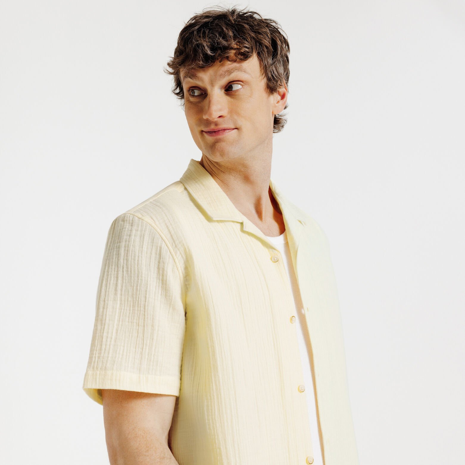 Chemisette en gaze de coton col requin