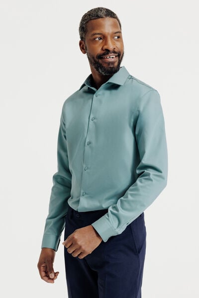Chemise sans repassage en coton unie slim