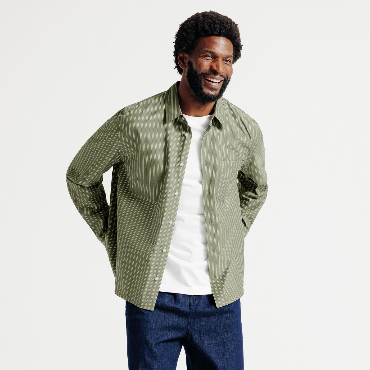 Chemise boxy en coton ray&eacute;e