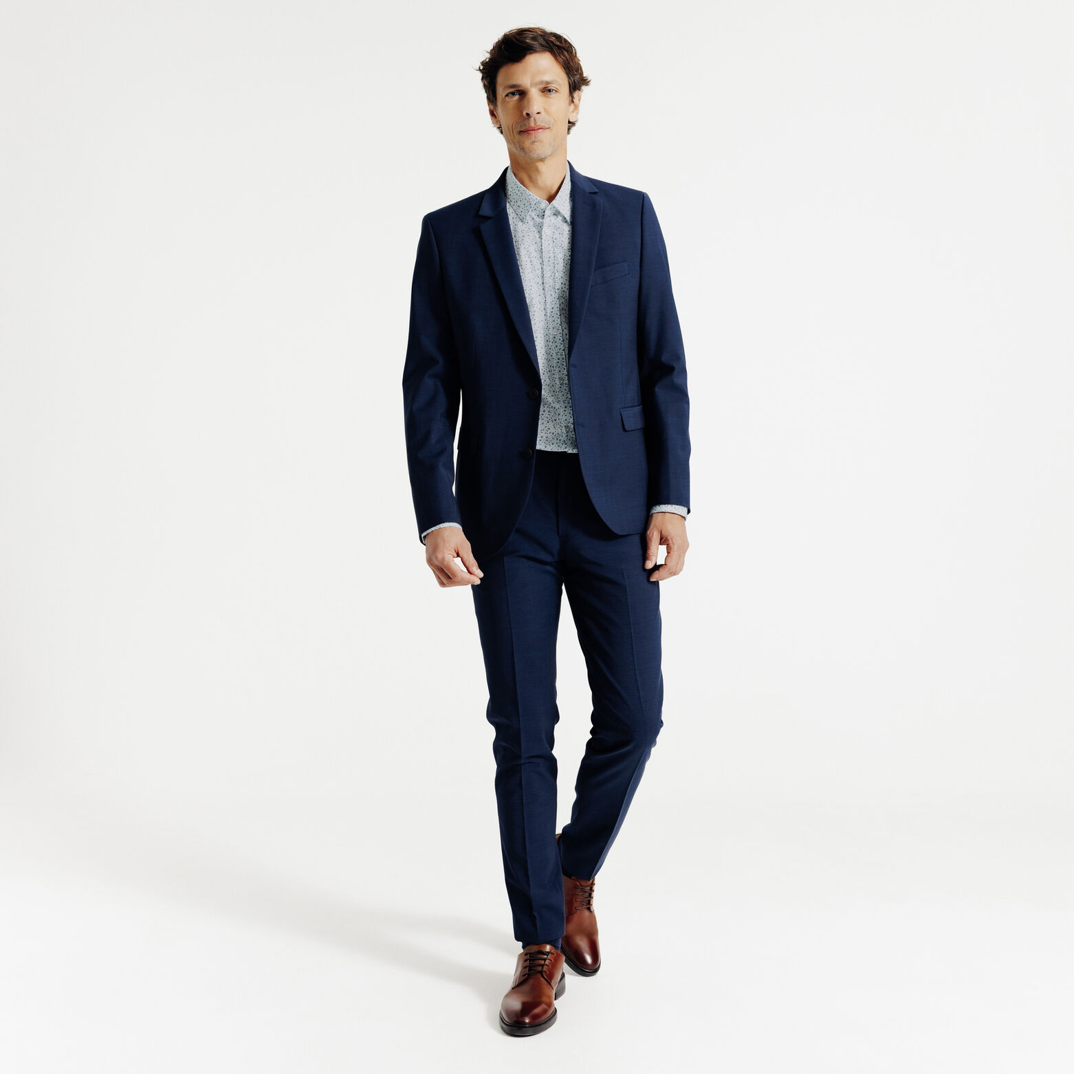 Chemise en coton imprim&eacute; floral slim