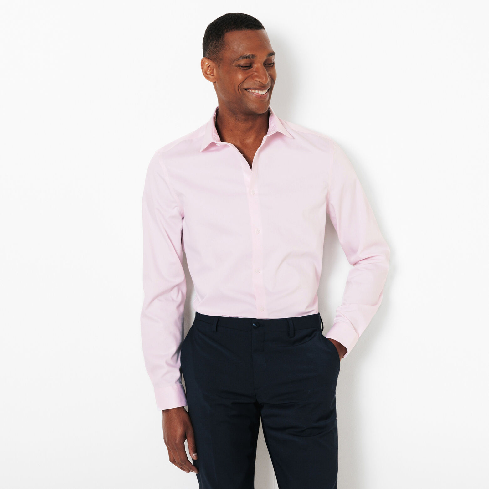 Slim effen strijkvrij hemd in katoen