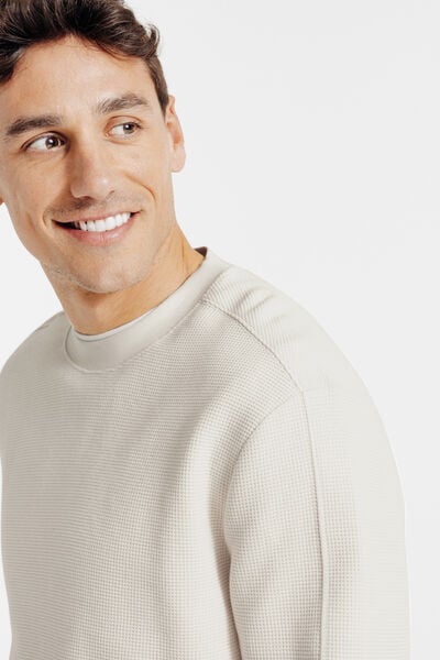 Sweat col rond gaufr&eacute;