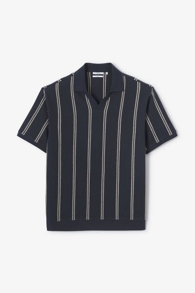 Polo manches courtes ray&eacute; col resort