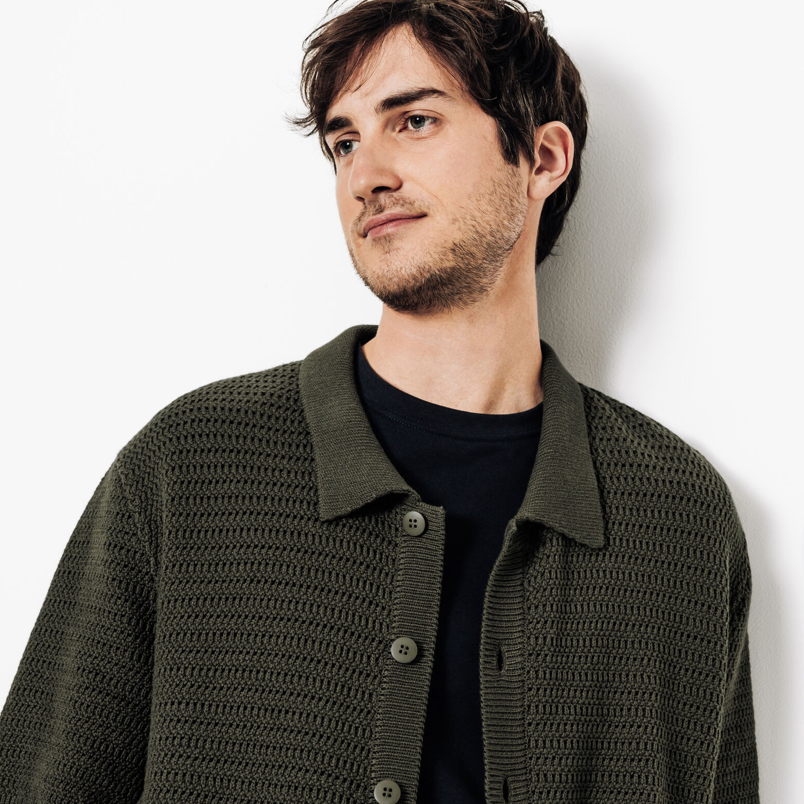 Hemd in tricot met open stekenpatroon