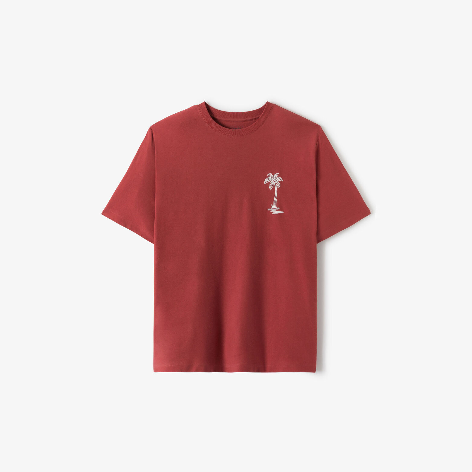 Tee shirt mati&egrave;re fantaisie broderie palmier