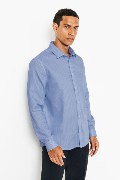 Chemise sans repassage en coton ray&eacute;e regular