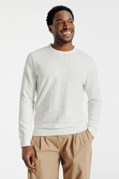 Pull col rond finition roulott&eacute;e