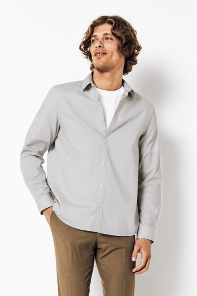 Chemise sans repassage en coton ray&eacute;e regular