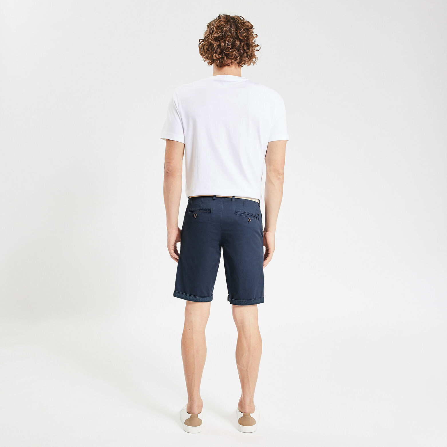 Bermuda chino uni avec ceinture