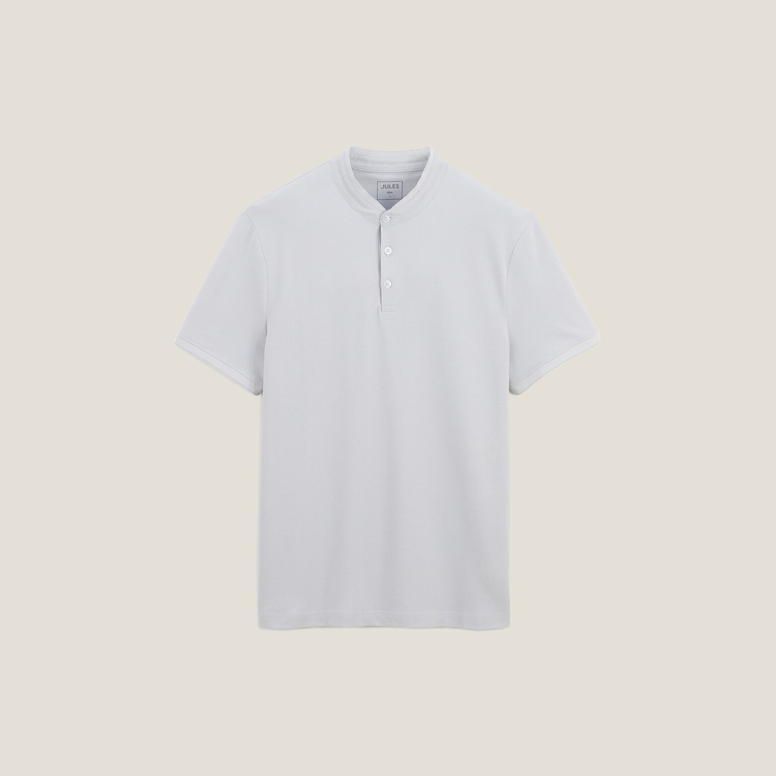 Polo met korte mouwen en mao-kraag in piqu&eacute;katoen