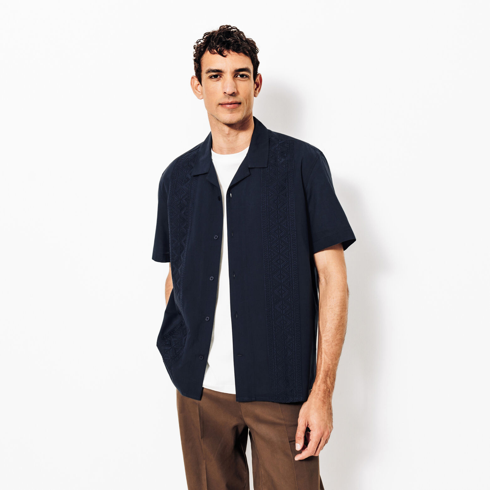 Chemisette regular unie en broderie en coton