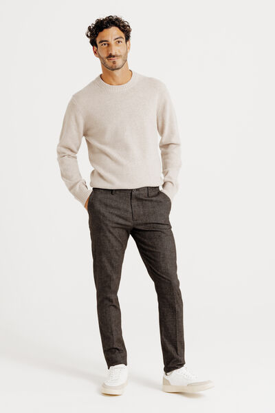 Pantalon chino slim effet flanelle