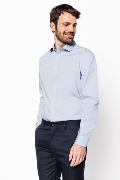 Chemise sans repassage en coton unie slim