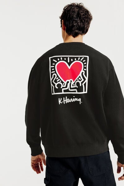 Sweat col rond imprim&eacute; licence Keith Haring