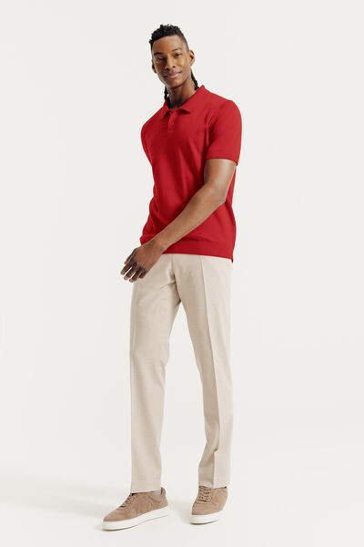 Polo en maille manches courtes col boutonn&eacute;