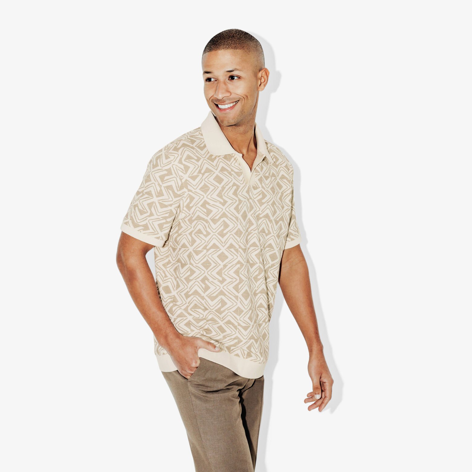 Polo manches courtes imprim&eacute; col resort