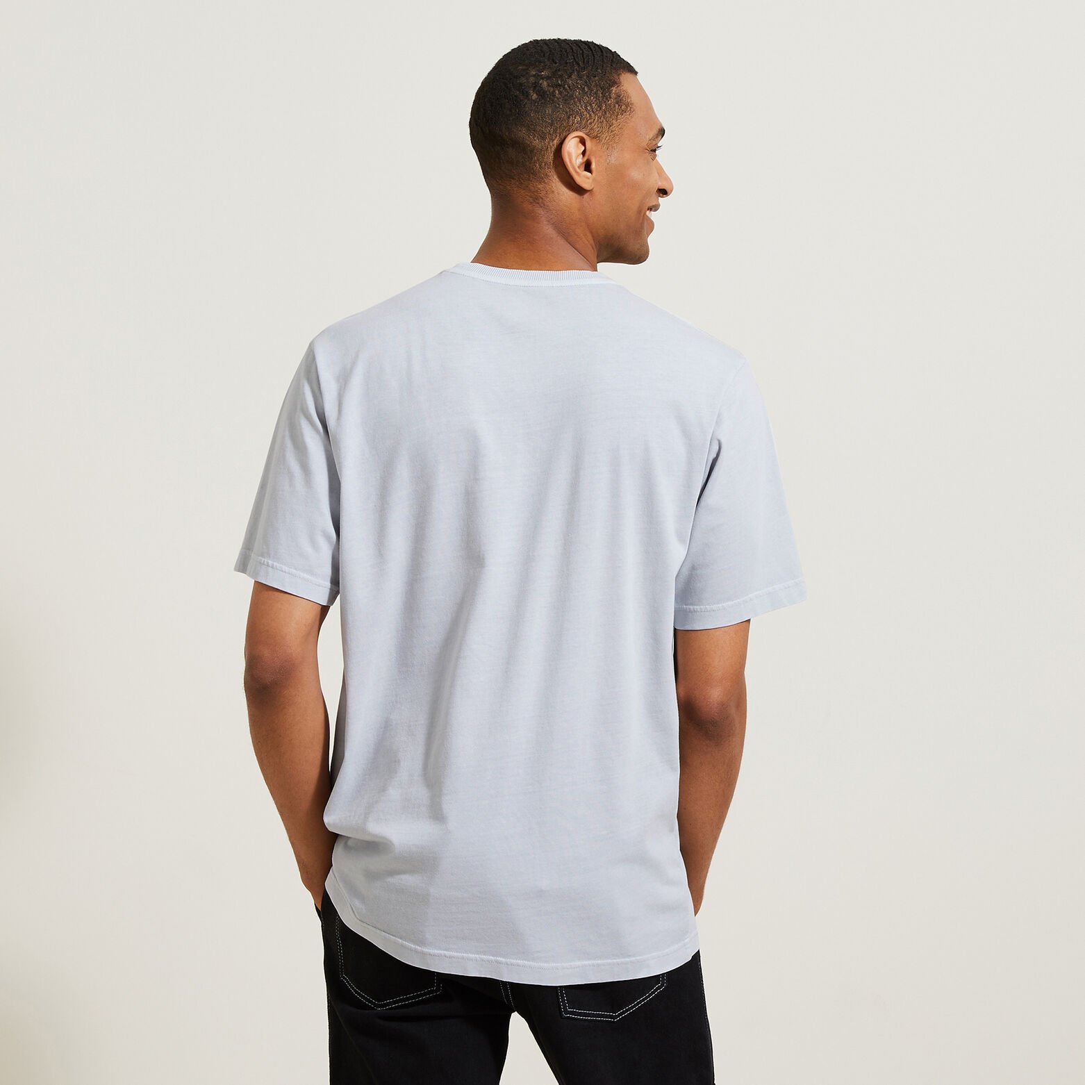 Tee shirt col rond imprim&eacute; poitrine en coton