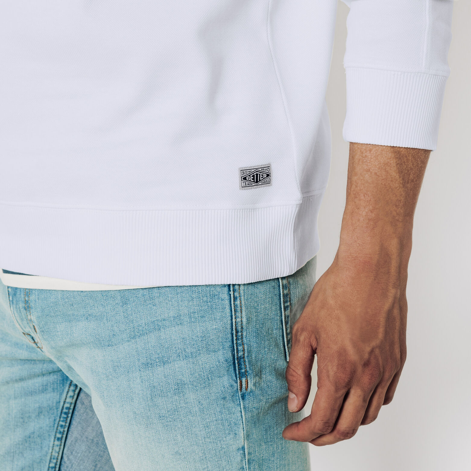 Sweater ronde hals in textuurstof