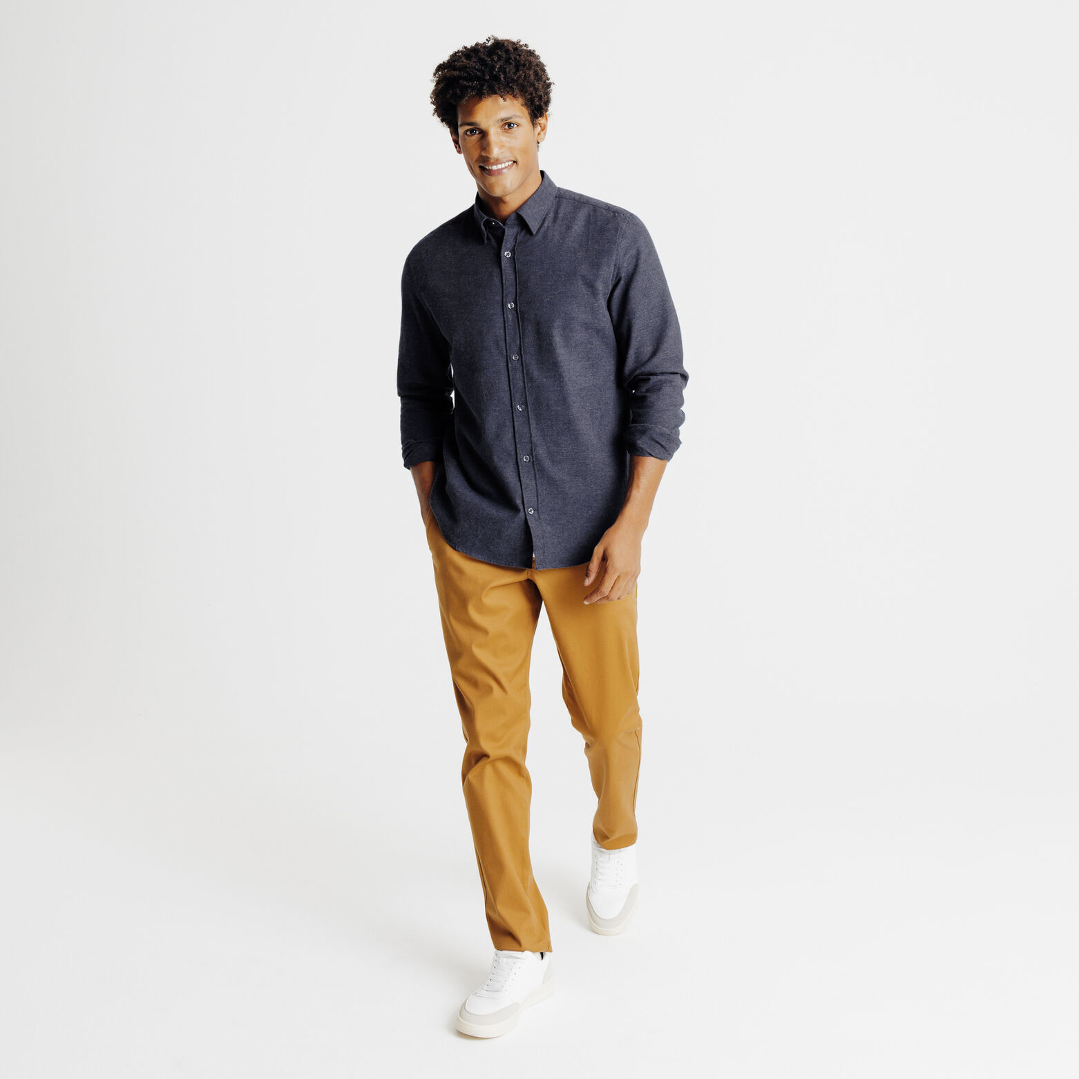 Slim fit hemd in flanelkatoen