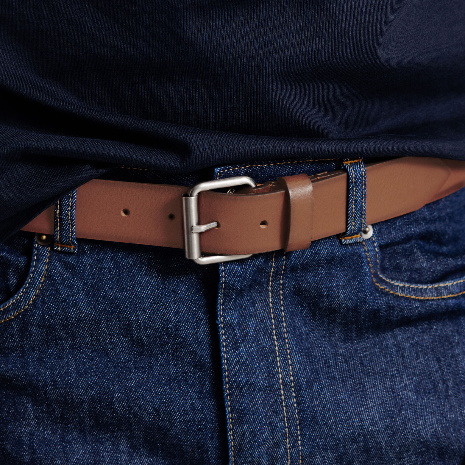 Ceinture large en cuir