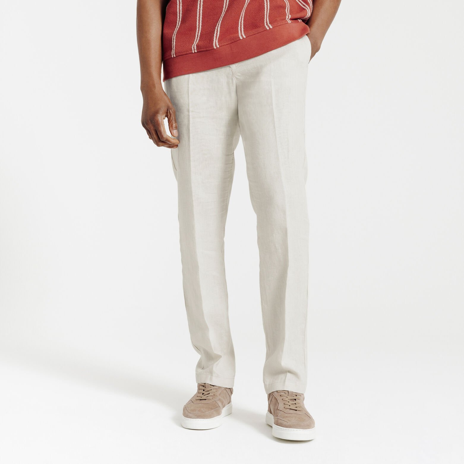 Pantalon chino straight 100% lin