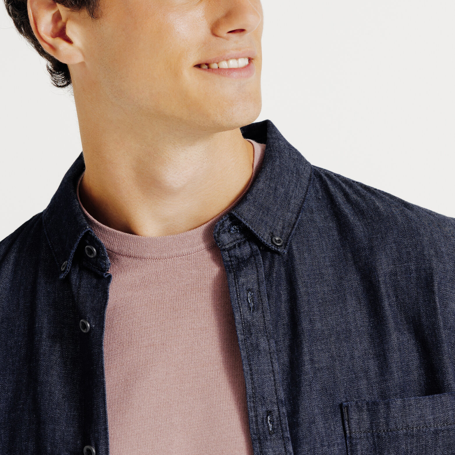 Regular fit hemd in denim katoen