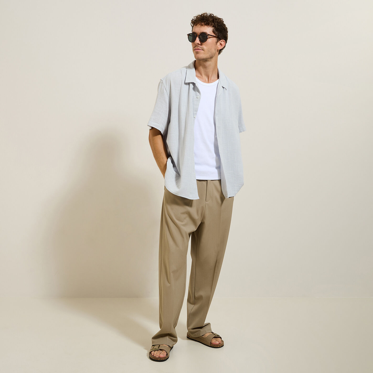 Chemisette en gaze de coton textur&eacute;e