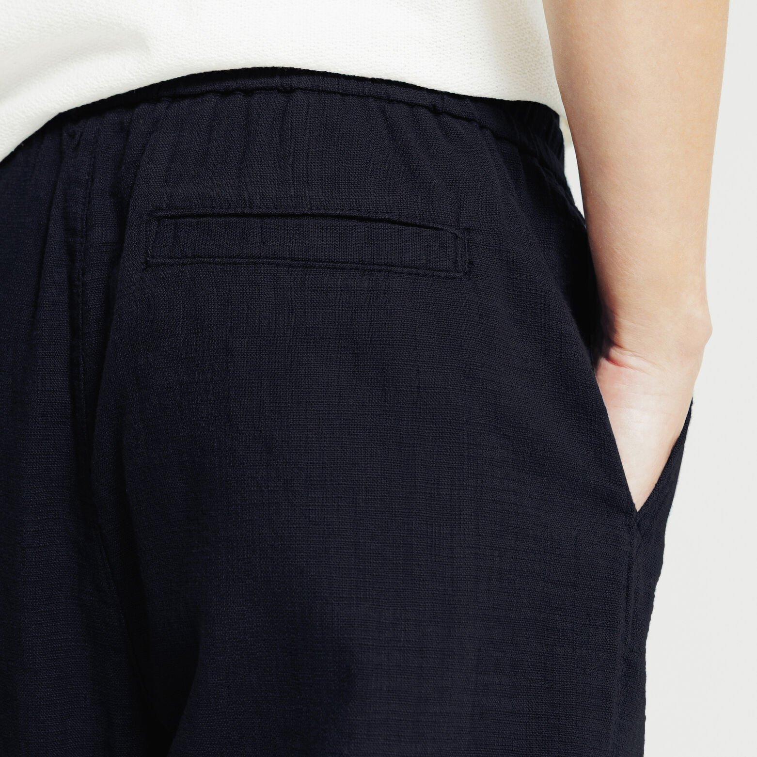 Loose fit broek, elastische tailleband in getextur