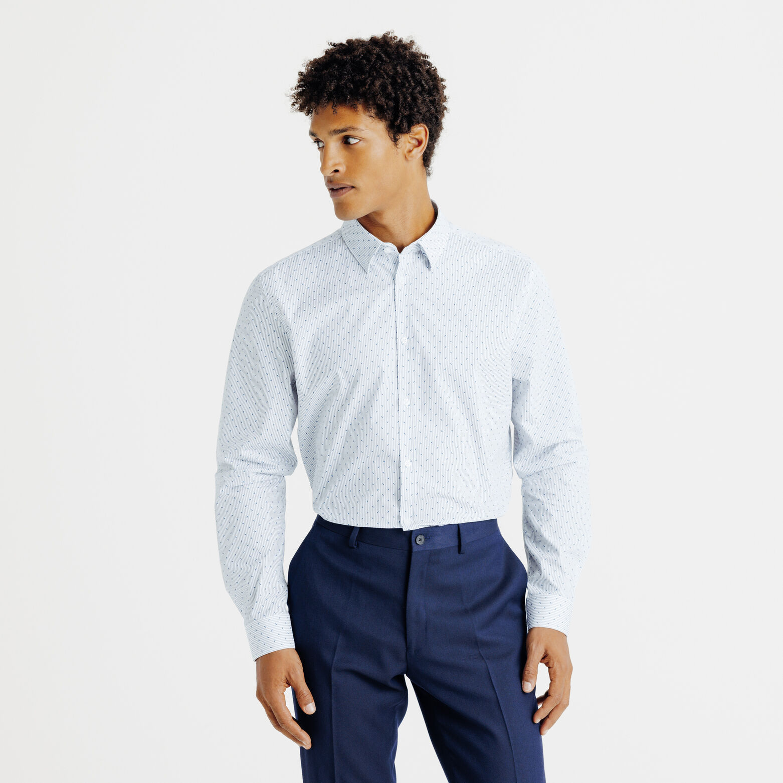 Chemise en coton imprim&eacute; g&eacute;om&eacute;trique slim