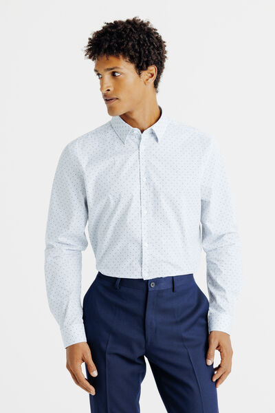 Chemise en coton imprim&eacute; g&eacute;om&eacute;trique slim