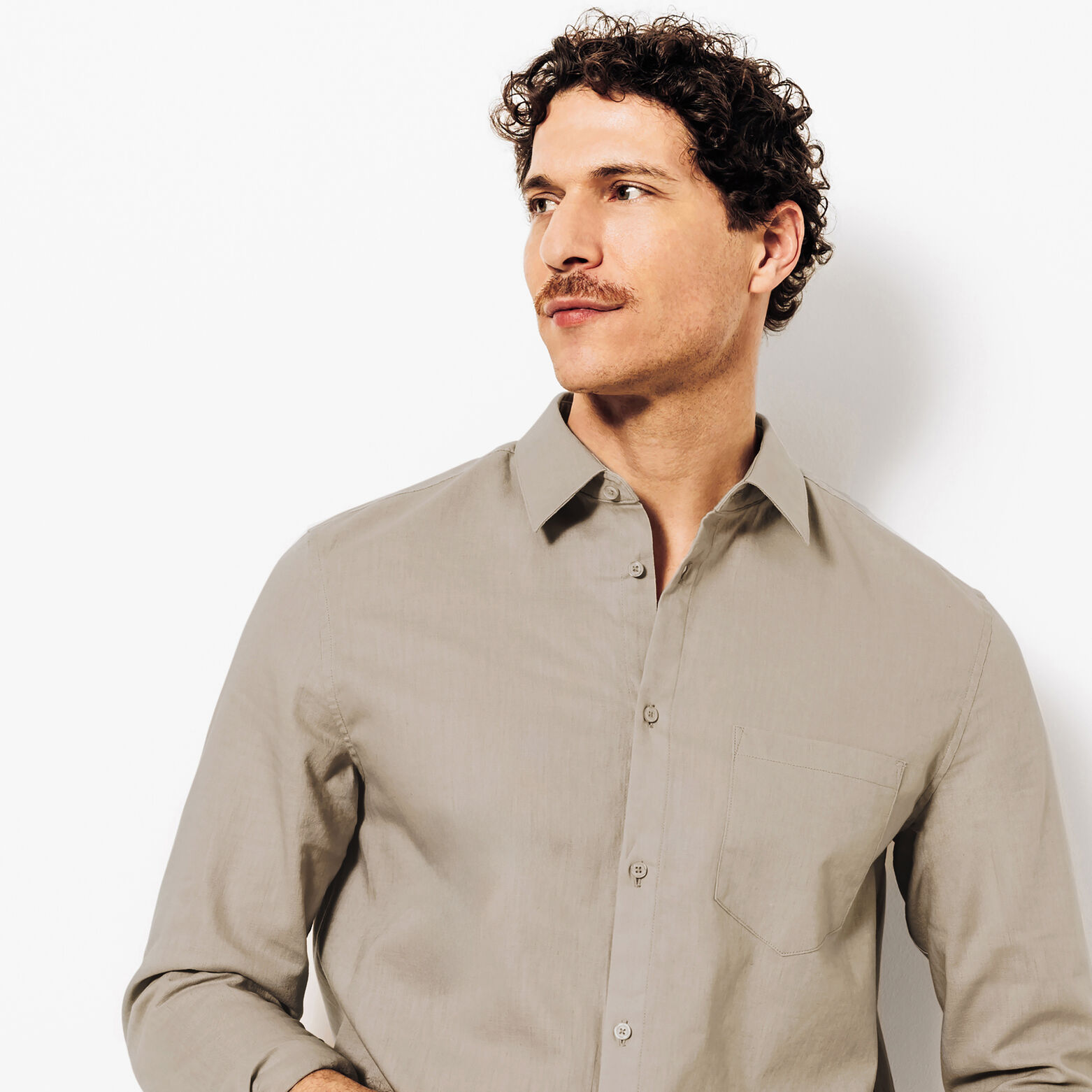 Effen hemd in katoen en linnen