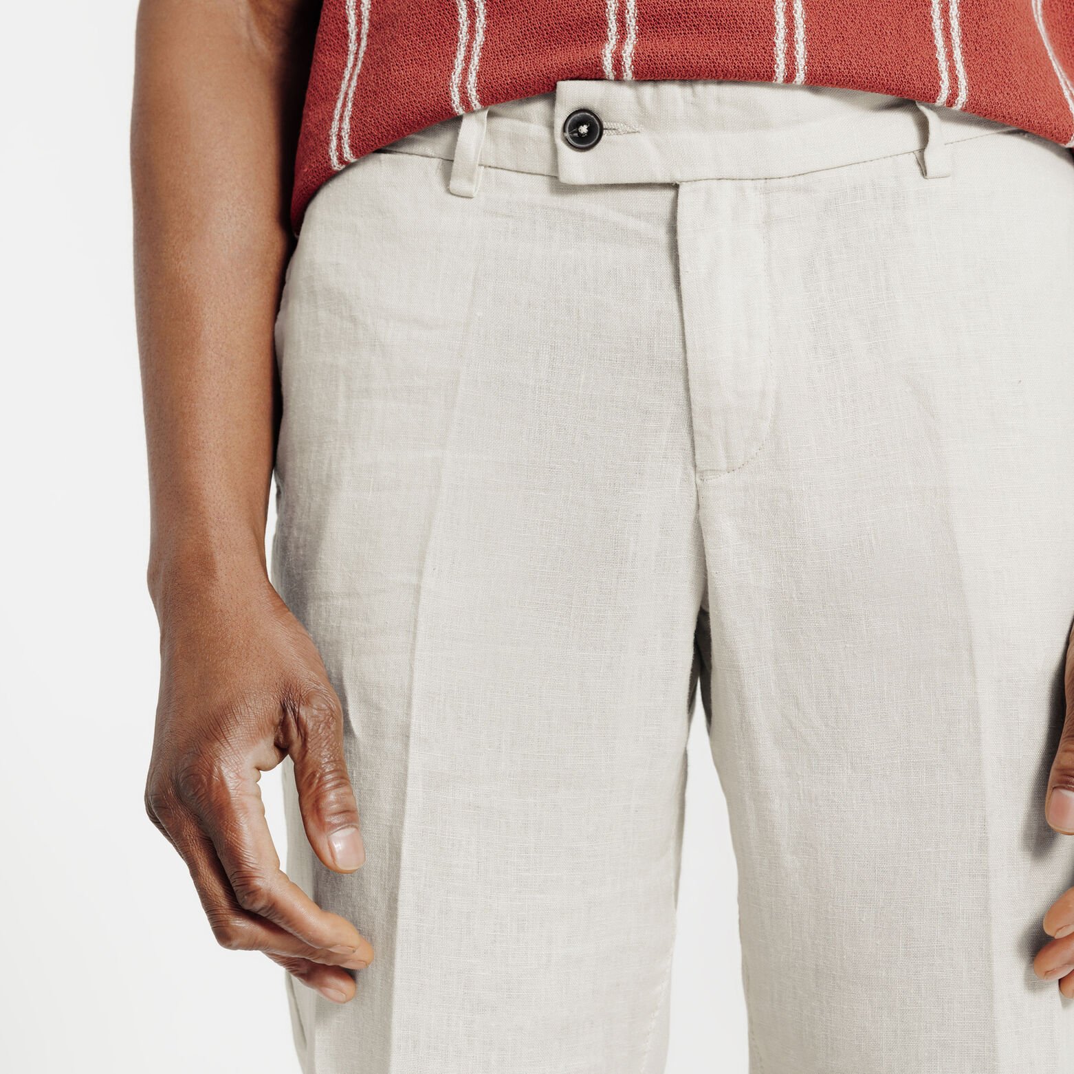 Pantalon chino straight 100% lin