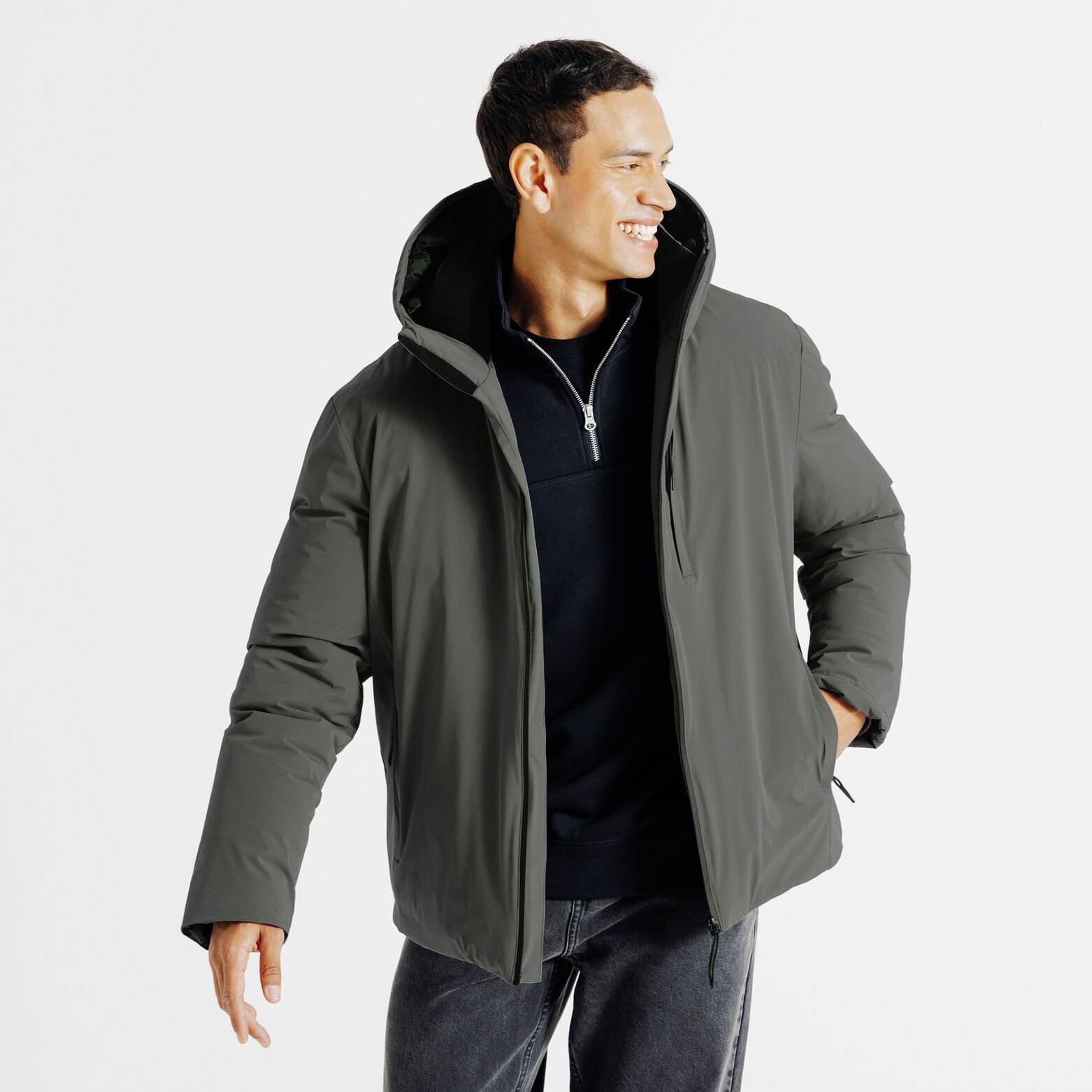 Blouson &agrave; capuche zipp&eacute;