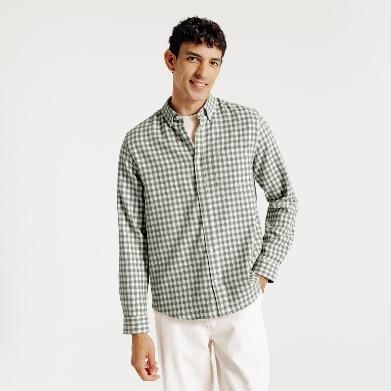 Chemise en coton flanelle &agrave; carreaux