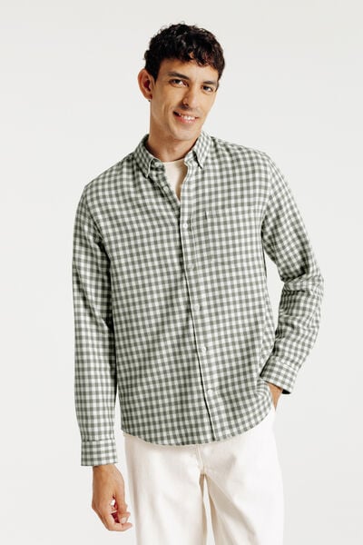 Chemise en coton flanelle &agrave; carreaux