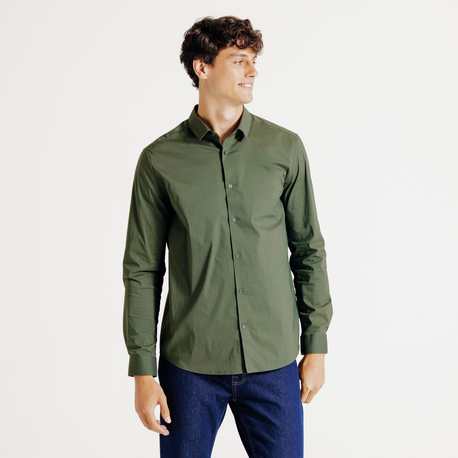 Chemise regular unie coton