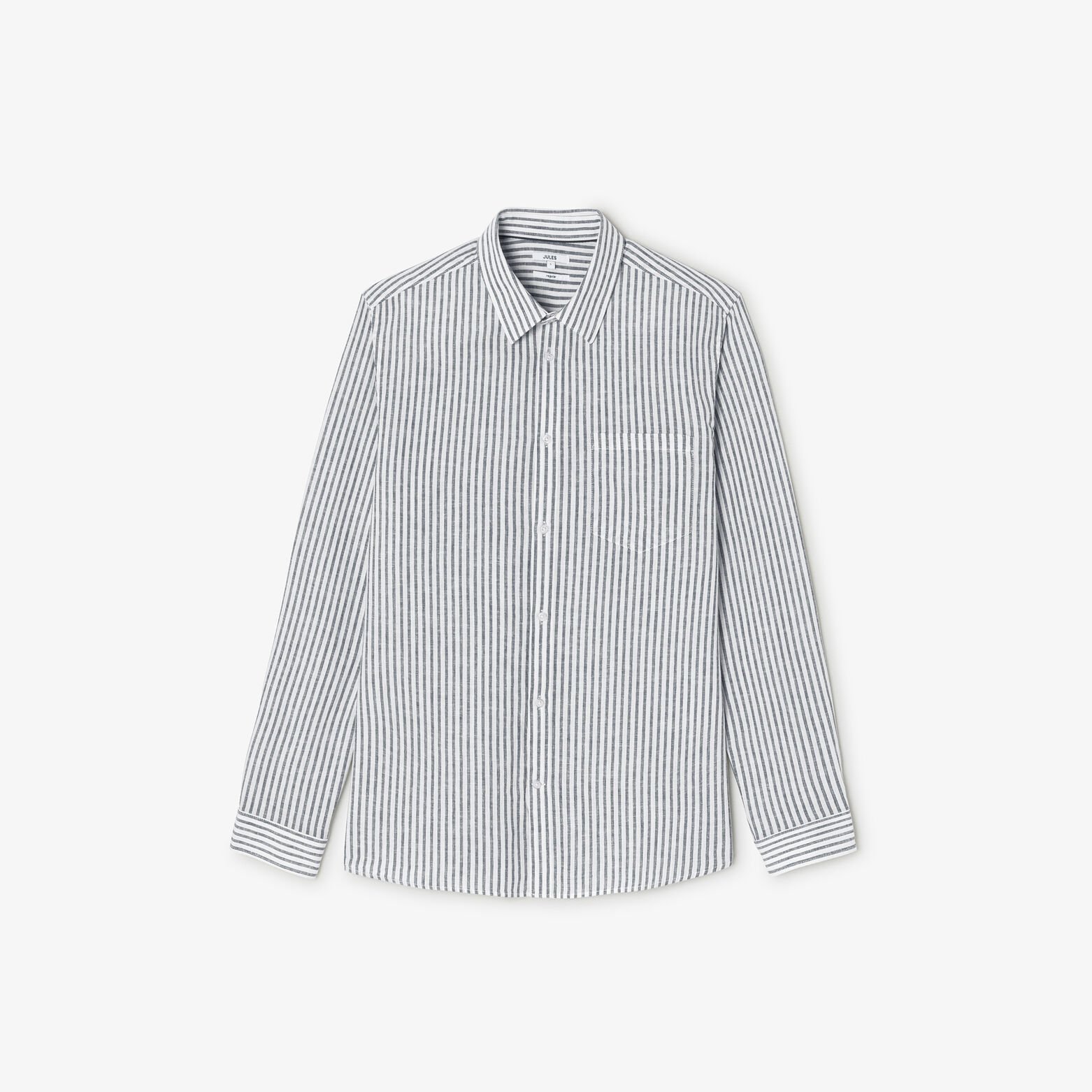 Gestreept hemd in katoen en linnen