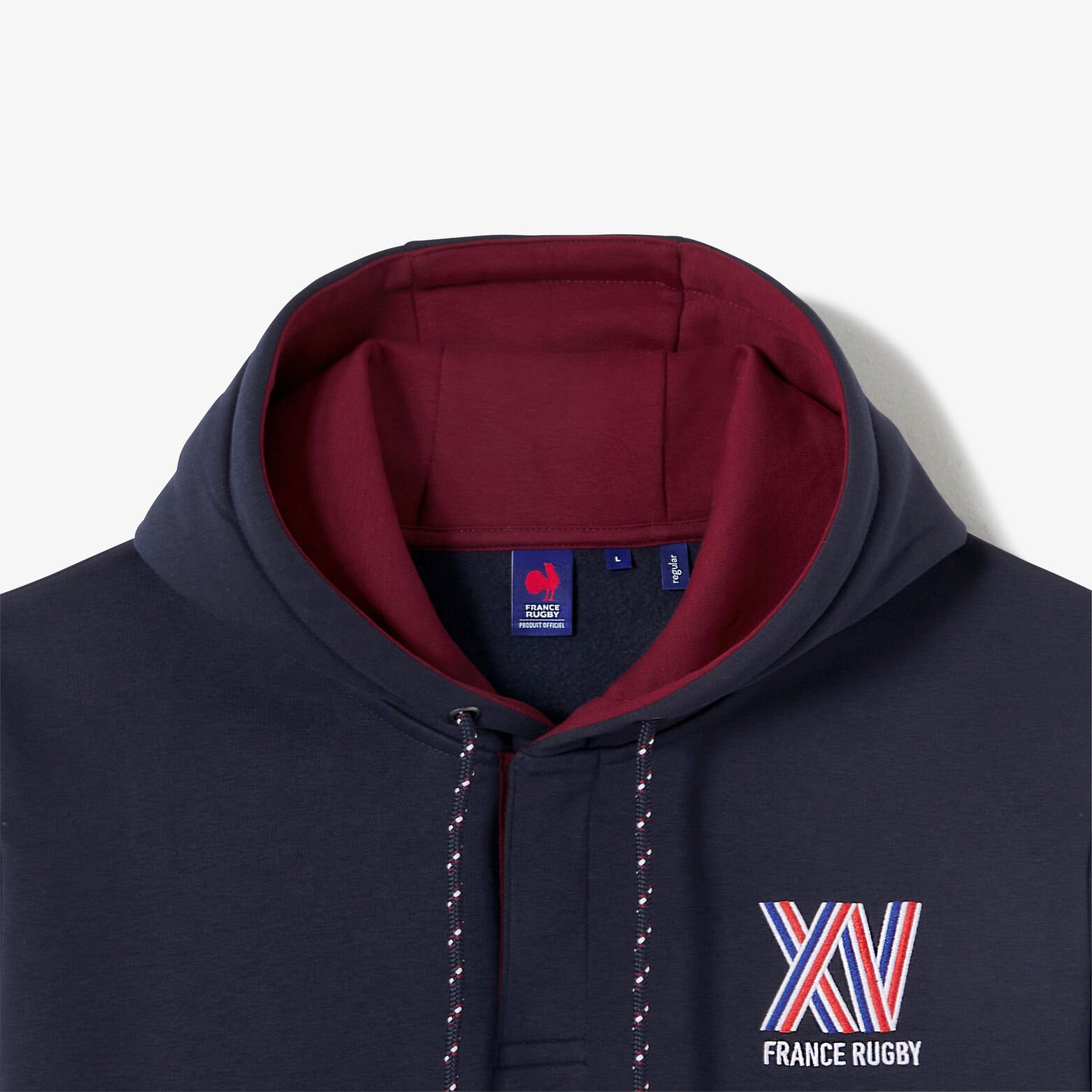 Sweat &agrave; capuche brod&eacute; licence France Rugby