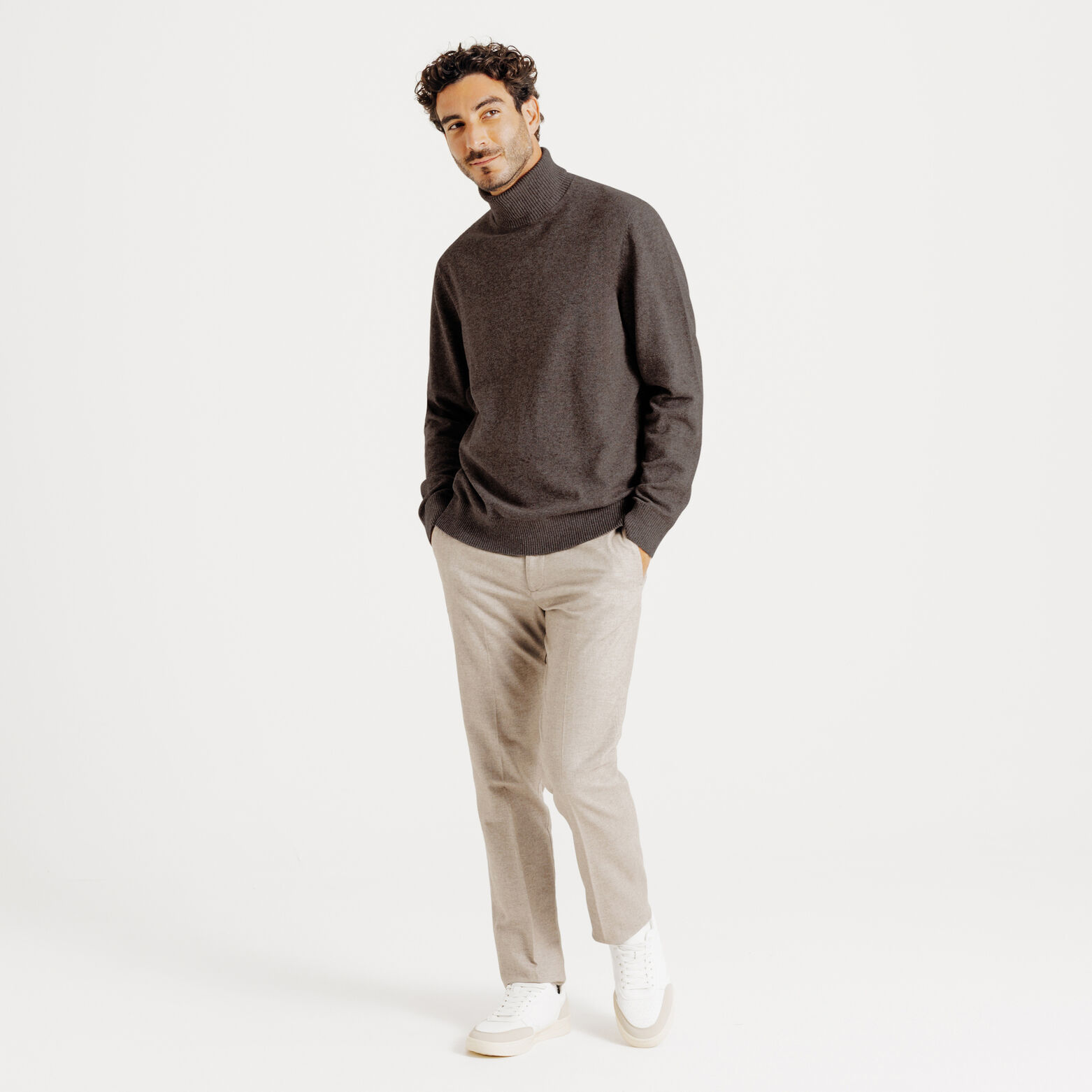 Pull col roul&eacute; m&eacute;rinos cachemire